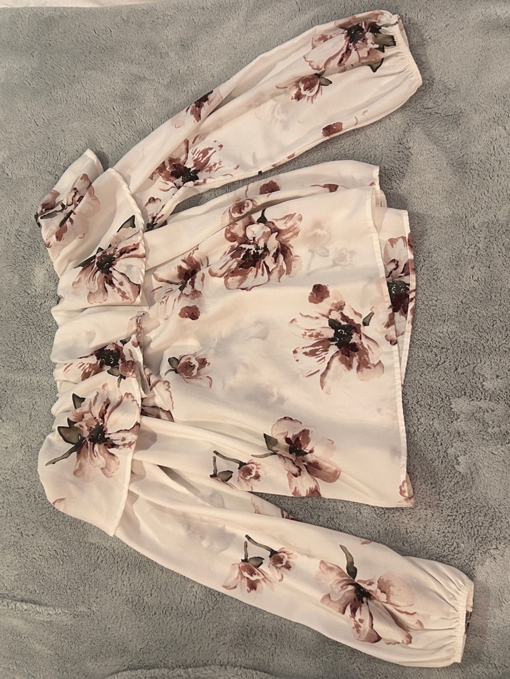 Off the shoulder white floral ruffle top
